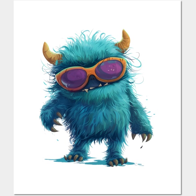 Cute Fluffy Monster Wall Art by Obotan Mmienu